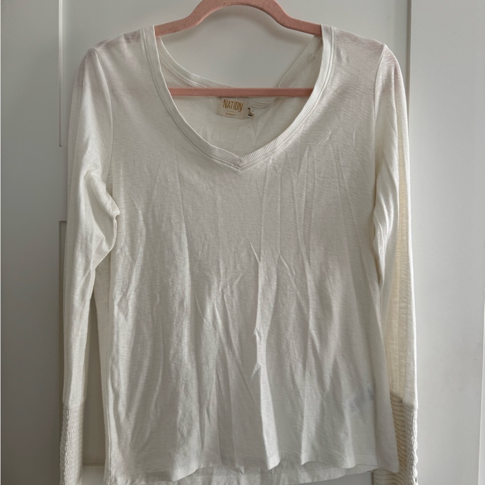 National LTD long Sleeve ivory/white top